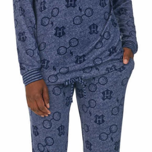 Harry Potter Women Cozy Pajama Sleepwear PJ's Set 2PC --Navy Blue - Picture 4 of 8